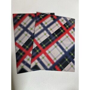 Vtg Mead Five Star Pocket Paper Folder Lot Of 2 Plaid School 80s Trapper Keeper